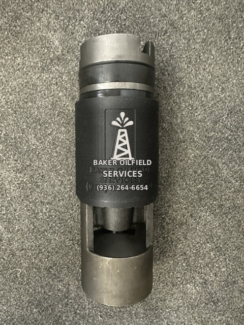 BOS Float Installer installed over a 3½ IF float valve, showing Baker Oilfield Services branding